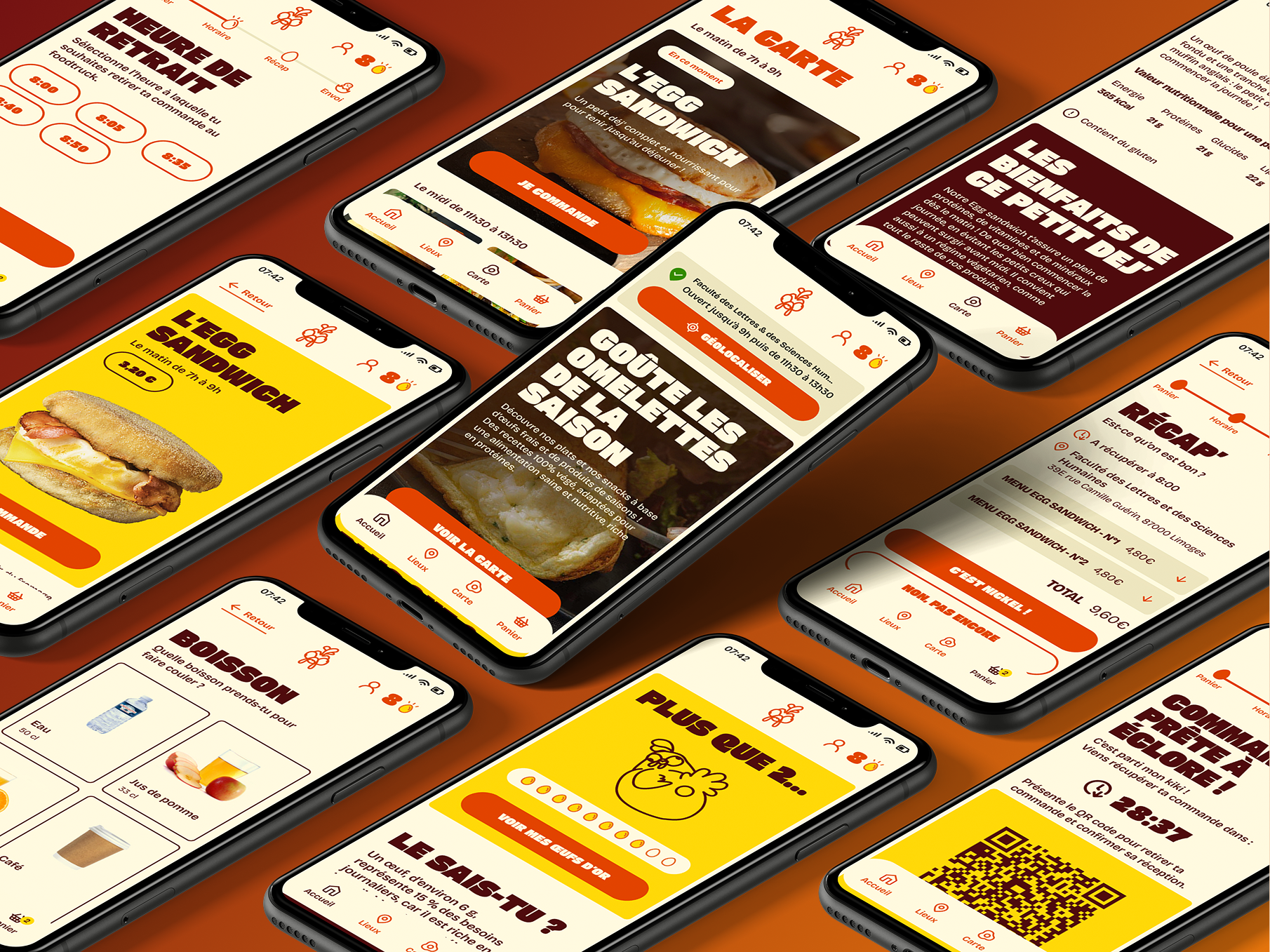 Mockup écrans de l'app