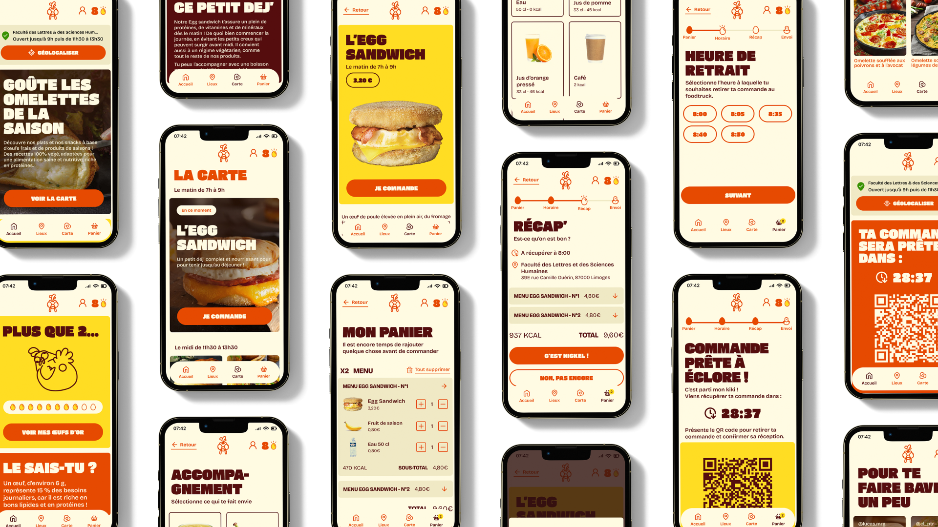 Ecrans de l'app